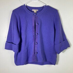 Womens Vintage Evie 3/4 Sleeve Button Cardigan Sweater Belt Detail Purple M Cott